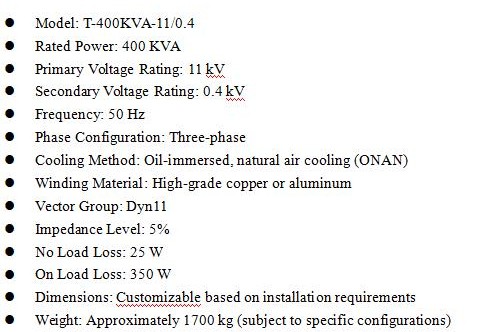 11/0.4 KV 400KVA Distribution Transformer 11/0.4 KV 400KVA Distribution Transformer